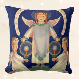 Coussin Vintage Noël, anges scandinaves Santa Lucia