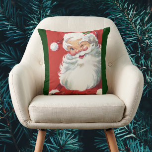 Coussin Vintage Noël Père Noël, Jolly et Winking