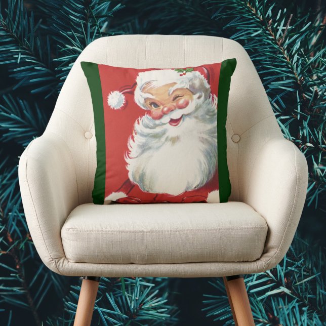 Coussin Vintage Noël Père Noël, Jolly et Winking (Créateur téléchargé)