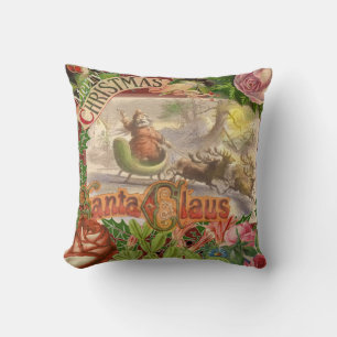 Coussin Vintage Noël Père Noël Sleigh