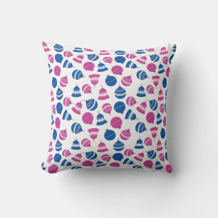 Coussin Vintage Noël rose et bleu Ornements Accueil Blanc
