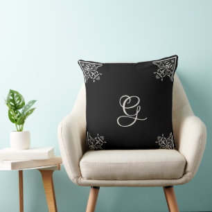 Coussin Vintage noir et blanc en gras personnalisé