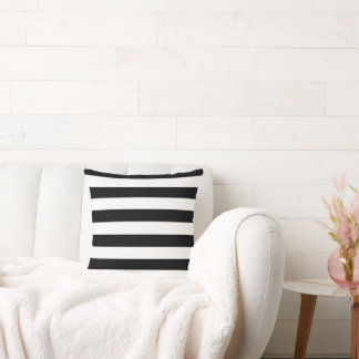 Coussin Vintage noir et blanc Grandes bandes