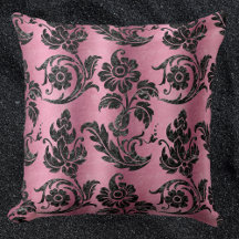 Vintage noir Floral Damask Motif rose