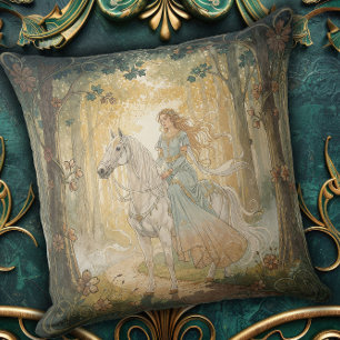 Coussin Vintage Nouveau Jeune Cavalière