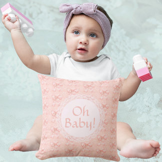 Coussin Vintage Oh Baby Floral Toile aux Péches avec Nœuds
