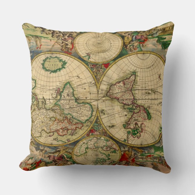Coussin Vintage old world maps antique maps (Recto)