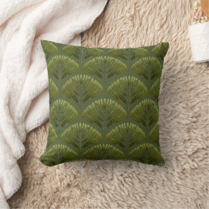 Coussin Vintage Olive Green Art Nouveau Fern Motif