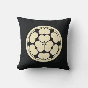 Coussin Vintage Oriental Chosokabe Japon Mon Pâle Jaune