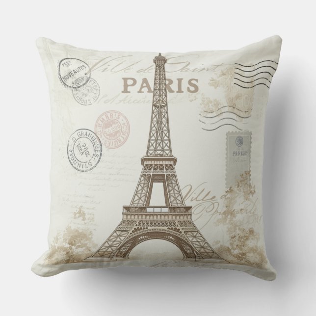 Coussin Vintage Paris Tour Eiffel Jeu d'Oreiller (Recto)