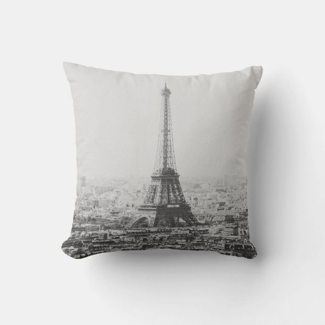 Coussin Vintage Paris Tour Eiffel Photographie noir blanc (Recto)