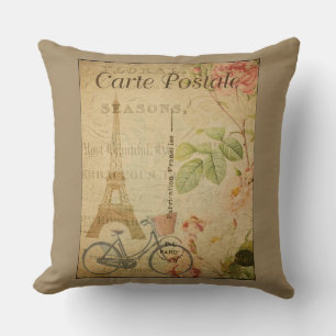 Coussin Vintage Parisien Avec Tour Eiffel
