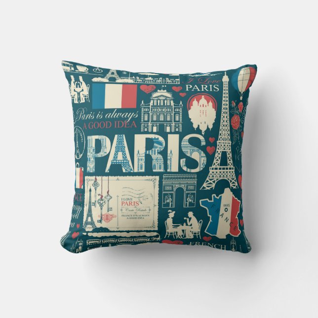 Coussin Vintage parisien : France Élégance (Recto)