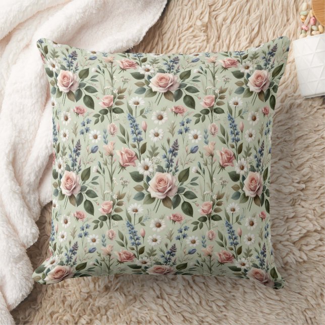 Coussin Vintage Pastel Floral Motif botanique (Couverture)