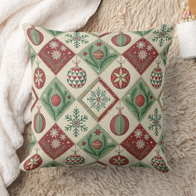 Coussin Vintage Patchwork Quilted Christmas Pattern (Couverture)