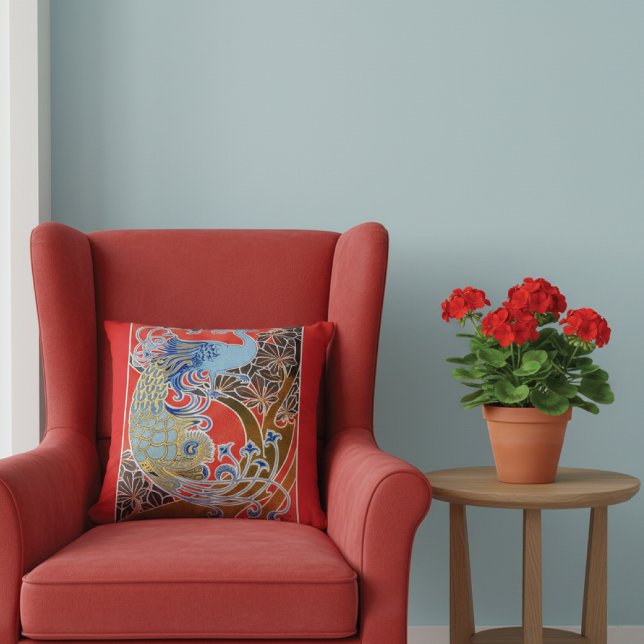 Coussin Vintage Peacock Gisbert Combaz (Créateur téléchargé)