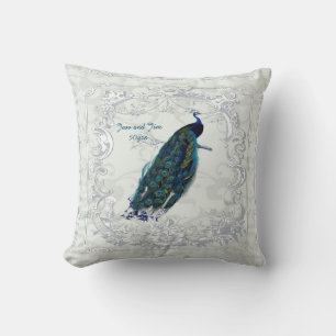 Coussin Vintage Peacock Mariage Anniversaire 40e 50e 60e