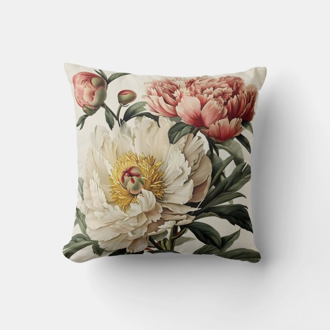 Coussin Vintage Peonies (Recto)