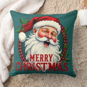 Coussin Vintage Père Noël Joyeux Noël Illustration