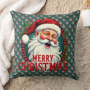 Coussin Vintage Père Noël Joyeux Noël Illustration Patten