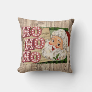 Coussin Vintage Père Noël Lumières Marquee Ho Ho Ho