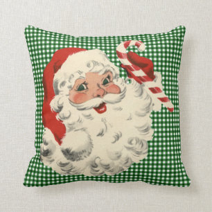 Coussin vintage père Noël sucre de canne de retenue lancer