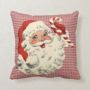 Coussin vintage père Noël sucre de canne de retenue lancer