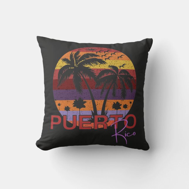 Coussin Vintage Porto Rico Summer Beach (Recto)