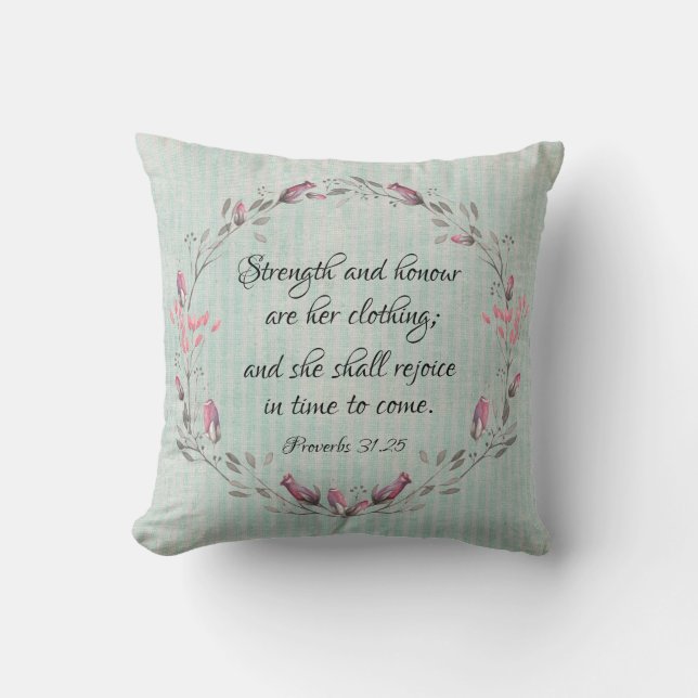 Coussin Vintage Proverbes Rustiques 31 KJV Bible Verse (Recto)