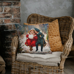 Coussin Vintage Retro Illustré London News Noël
