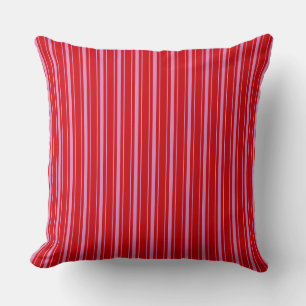 Coussin Vintage rétro rayures rouges et roses à petits car