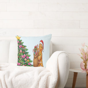 Coussin Vintage Rétro Rouge Canne à Sucre Merveilleux Noël