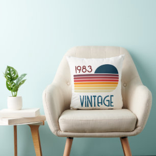 Coussin Vintage Retro Stripe Sun 1983