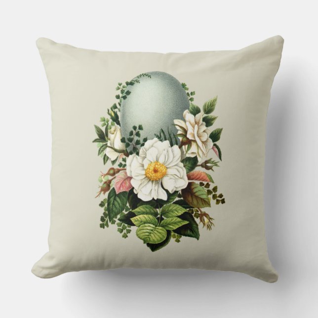 Coussin Vintage Robins Egg et Rose (Recto)