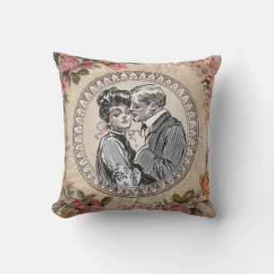 Coussin Vintage Romance Couple : Antique Rose Girly Love