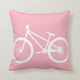 Coussin vintage rose et blanc de bicyclette