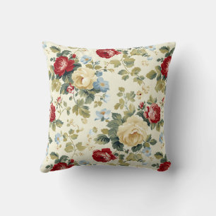 Coussin Vintage rouge & beige Elegant Rose