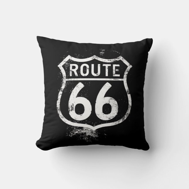 Coussin Vintage Route 66 Distressed Sign Americana Travel  (Recto)