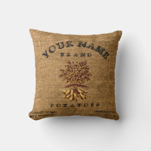 Coussin Vintage Rustic Faux Burlap Modèle de sac de pommes