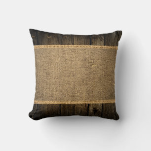 Coussin Vintage Rustique Burlap Bois Look #5
