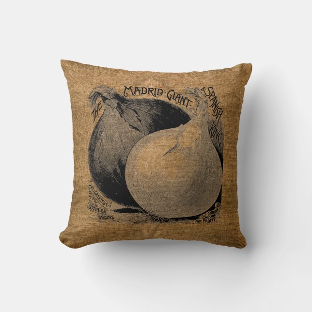 Coussin Vintage Rustique Faux Burlap Onion Sack (Recto)