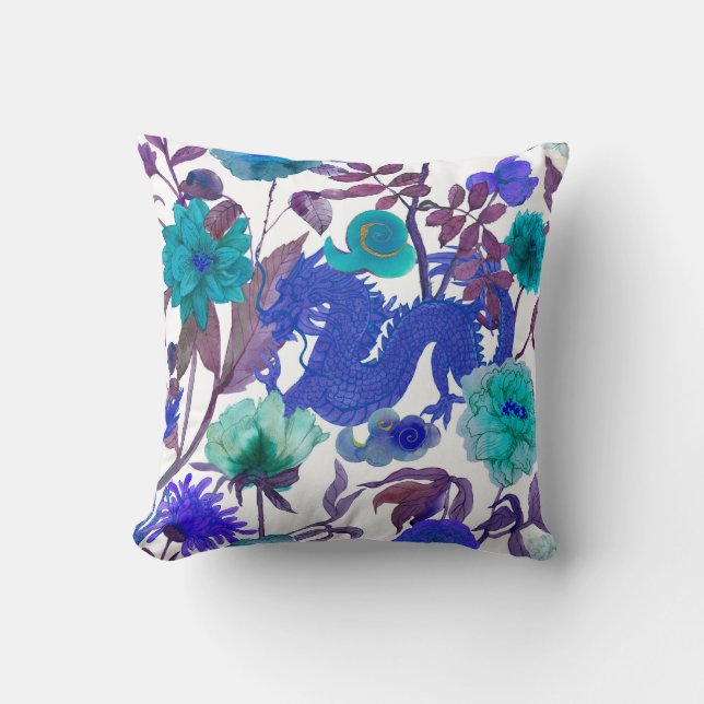 Coussin vintage sans couture asiatique motifs traditionnel (Recto)