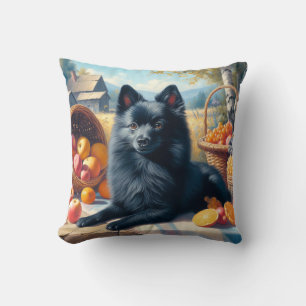 Coussin Vintage Schipperke Peinture de chiot