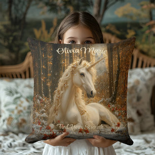 Coussin Vintage Sepia Forest Unicorn Castle Fairytale