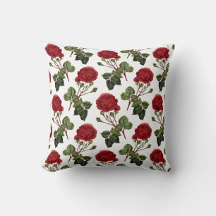 Coussin Vintage Shabby Chic Jolie Roses Rouges