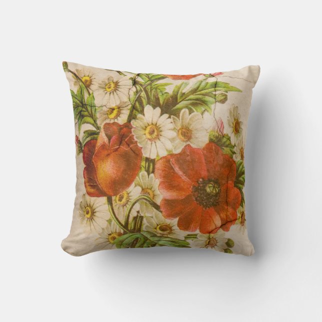 Coussin Vintage Shabby Chic Shabby Chic Rustic Poppies (Recto)