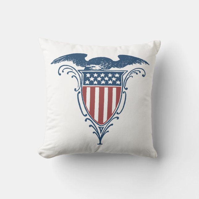 Coussin Vintage Shield Red White Blue American Eagle (Recto)