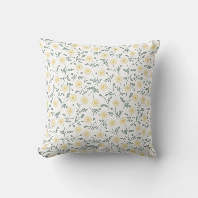 Coussin Vintage Spring Modern Farmhouse Daisy Pattern (Recto)