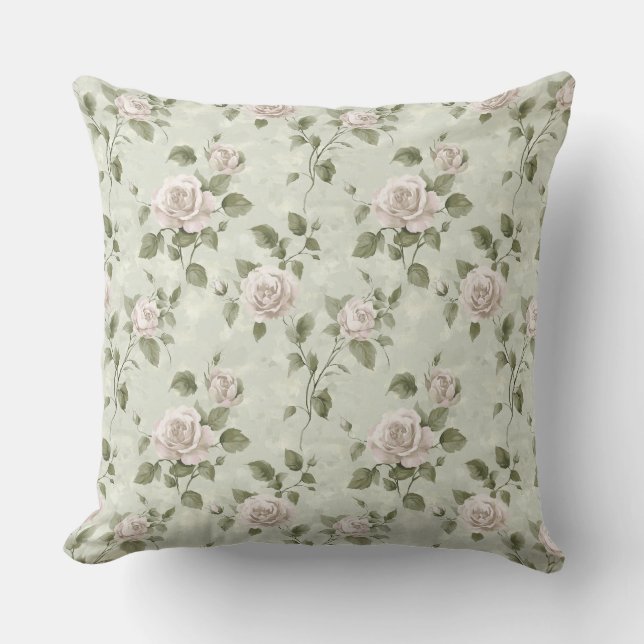 Coussin Vintage style neutral floral pattern (Recto)