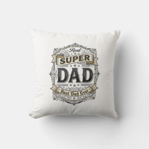 Coussin Vintage Super Papa Badge Conception de T-Shirt_1